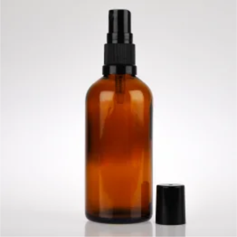 100ml Atomiser (Fine Mist) Spray Bottle - Amber Glass