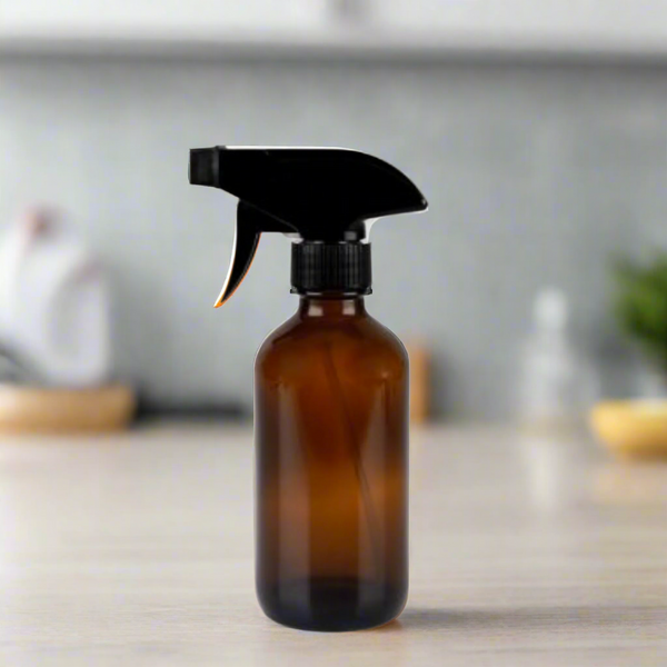 250ml Amber Glass Spray Bottle with Black Trigger