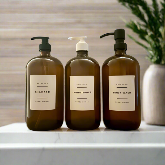 Soap/Lotion Pump Bottle - !L Amber Glass