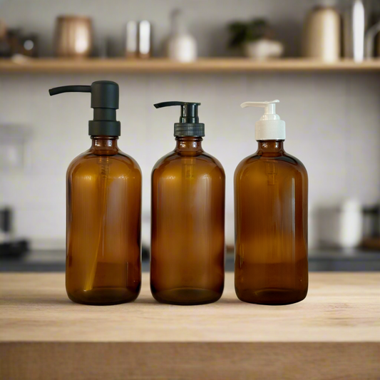 500ml Soap/Lotion Pump Bottle - Amber Glass