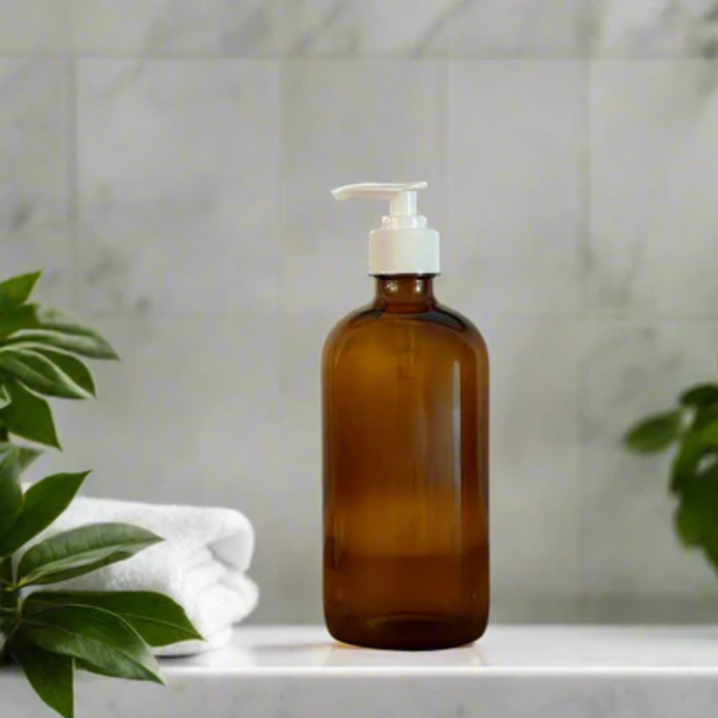 500ml Pump Bottle - Amber Glass