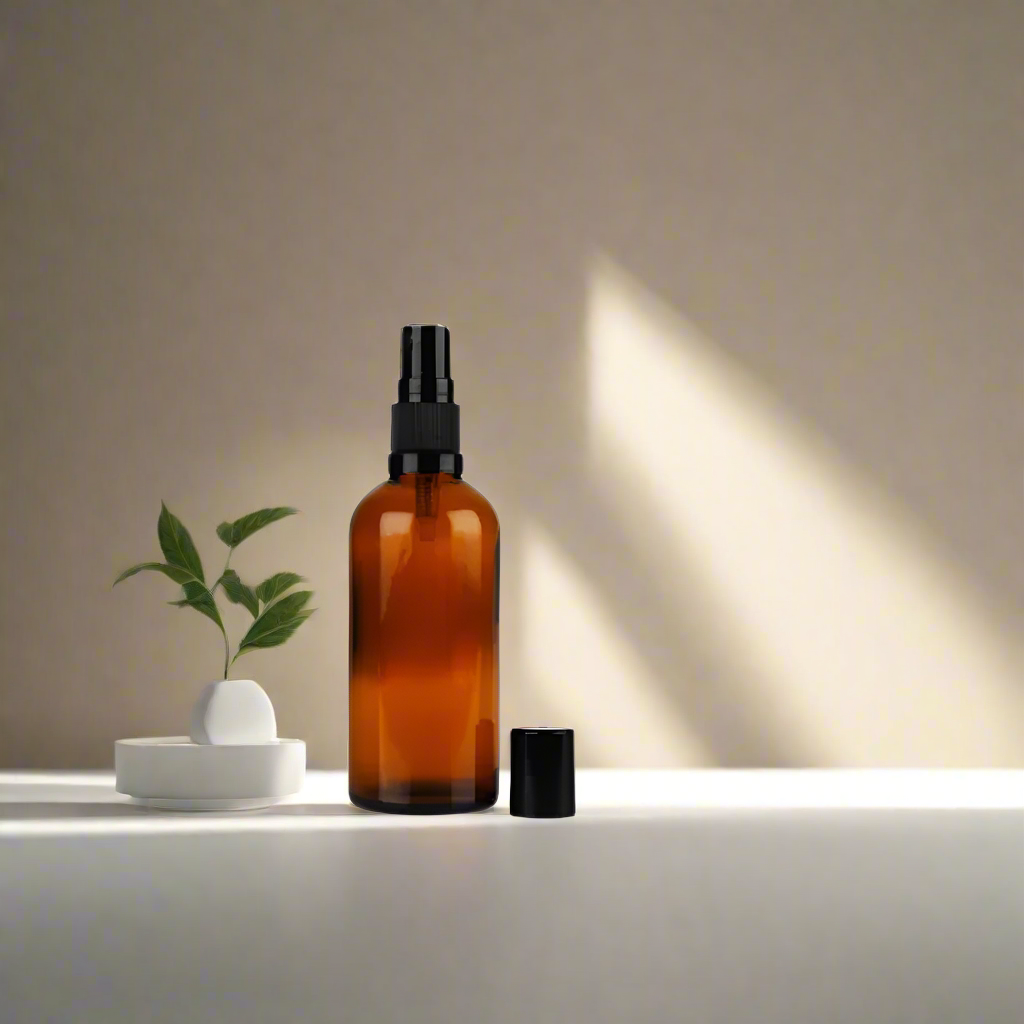 100ml Atomiser (Fine Mist) Spray Bottle - Amber Glass