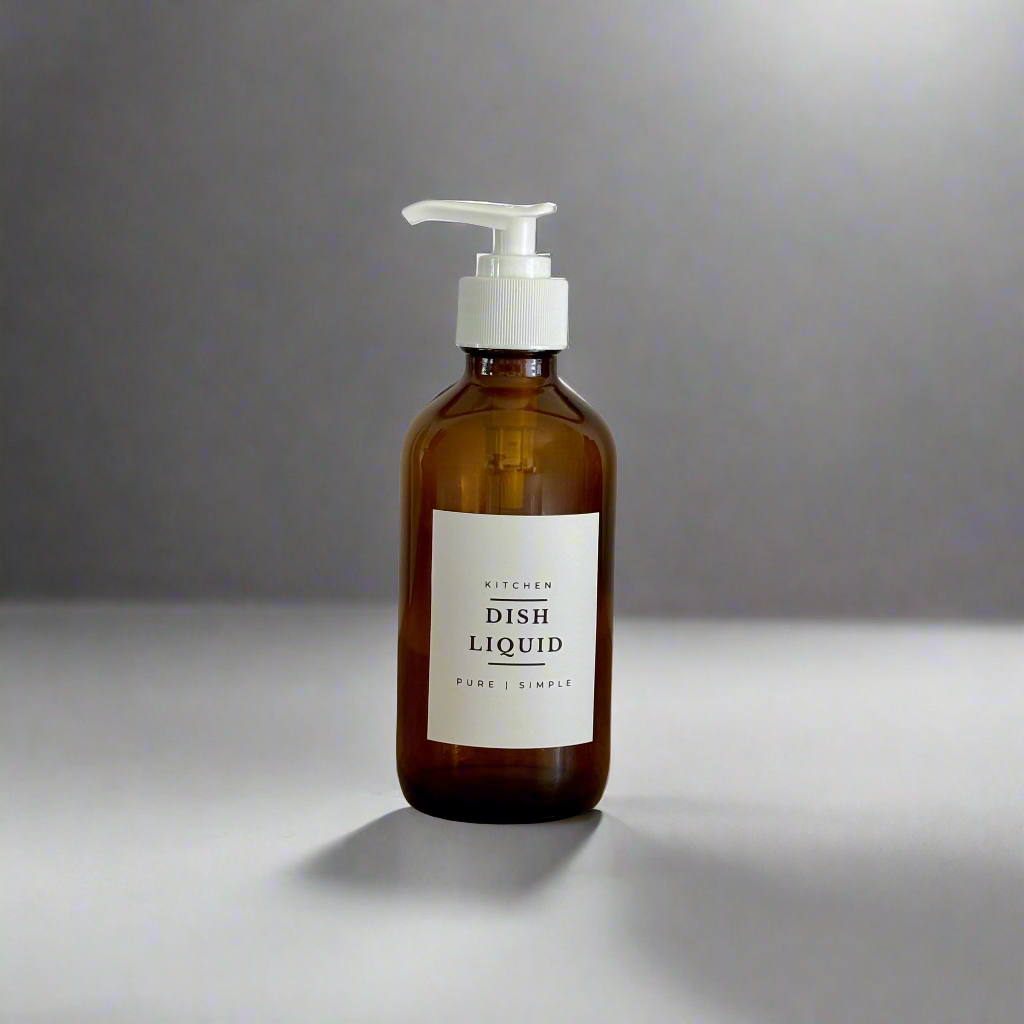 250ml Amber Glass Pump Bottle with White Plastic Pump